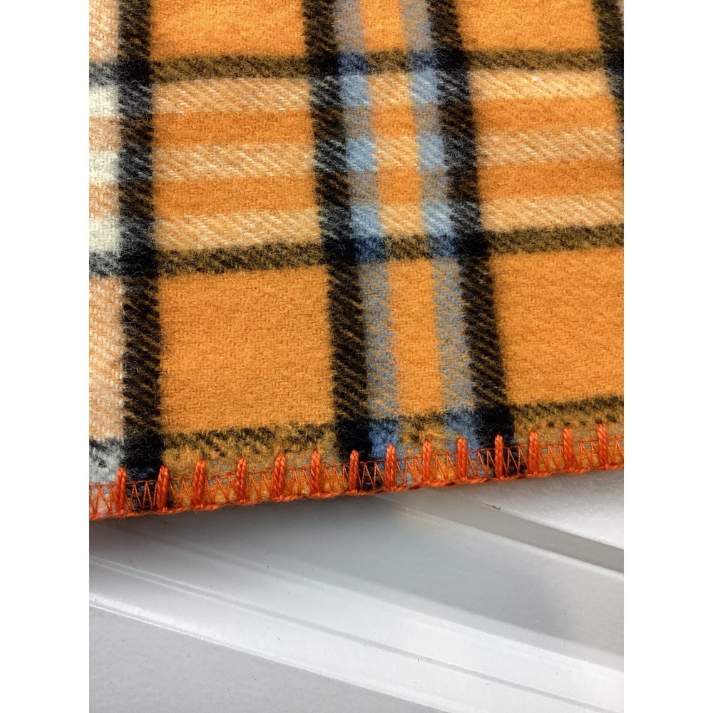 Collegiate Tartan Tennessee Vols Wool Throw Blanket 54x36 Orange Plaid USA Made - Picture 5 of 5
